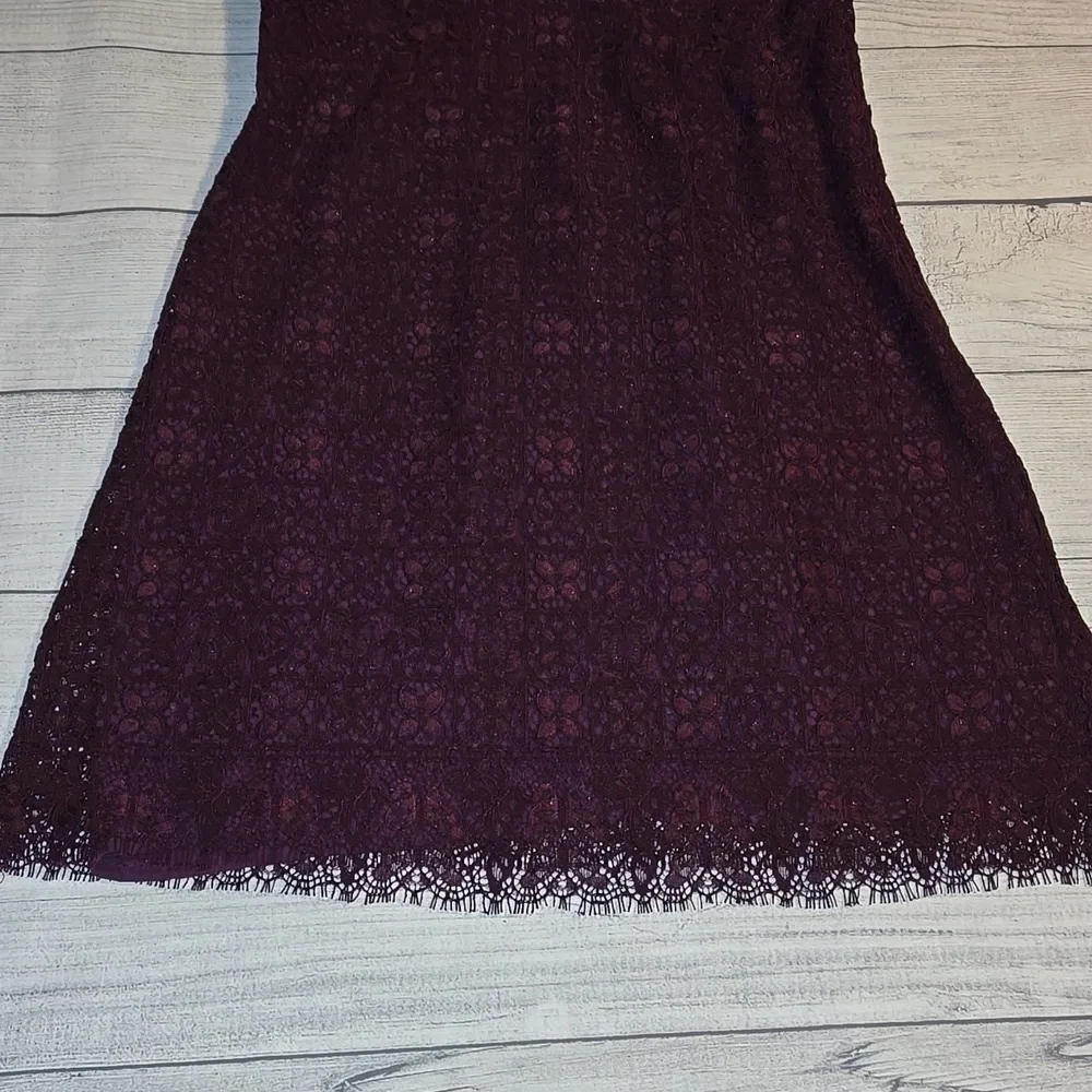 Free People Honey Honey Lace Long Sleeve Mini Dress Burgundy/Purple Size 12 NWOT
